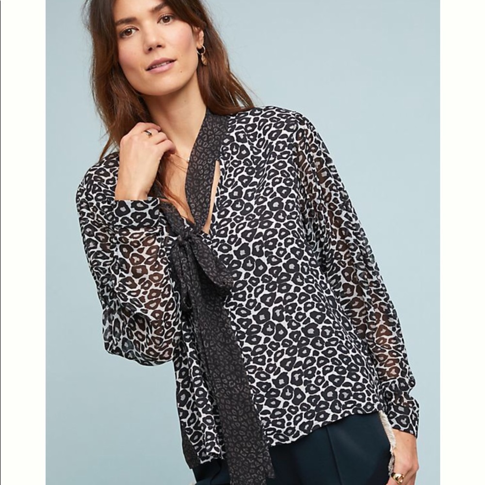 new-Anthropologie leopard print top $98 XS